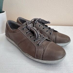Josef Seibel Dany Dark Taupe Leather Lace Up Casual Sneakers Womens EU40 US8.5-9